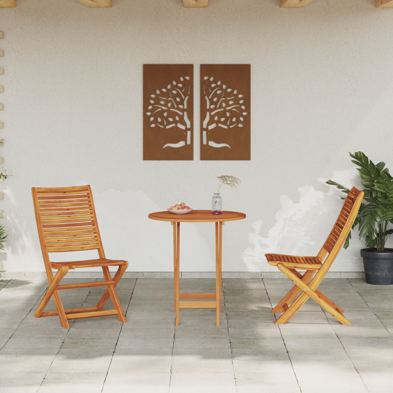 3-teiliges klappbares Bistro-Set aus massivem Akazienholz