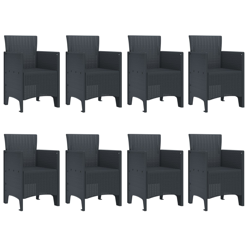 9-teiliges Garten Essset Anthrazit Poly-Rattan