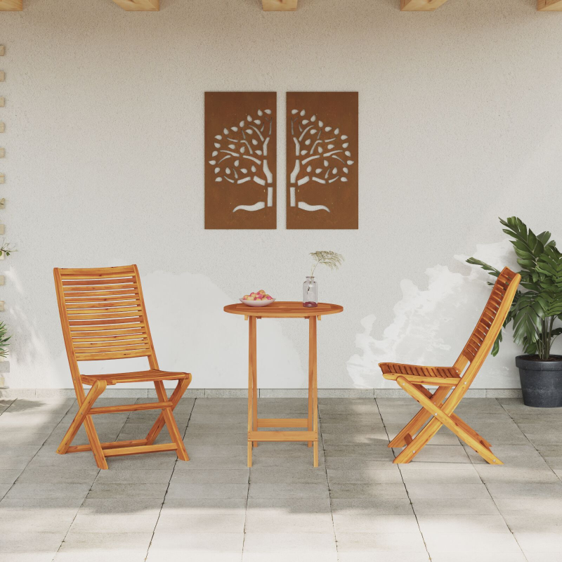 3-teiliges klappbares Bistro-Set aus massivem Akazienholz