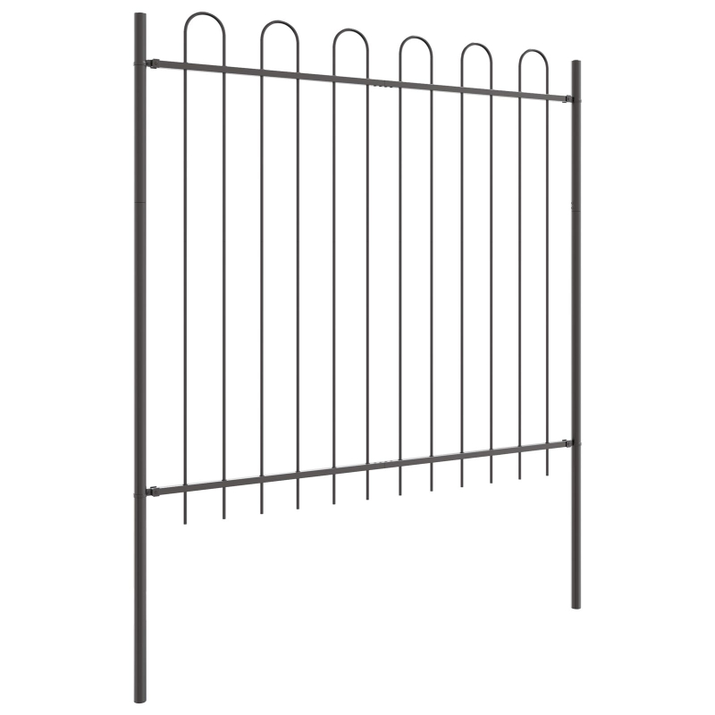 Gartenzaun mit Bogenoberkante Grau 8,5x1,5 m aus Stahl