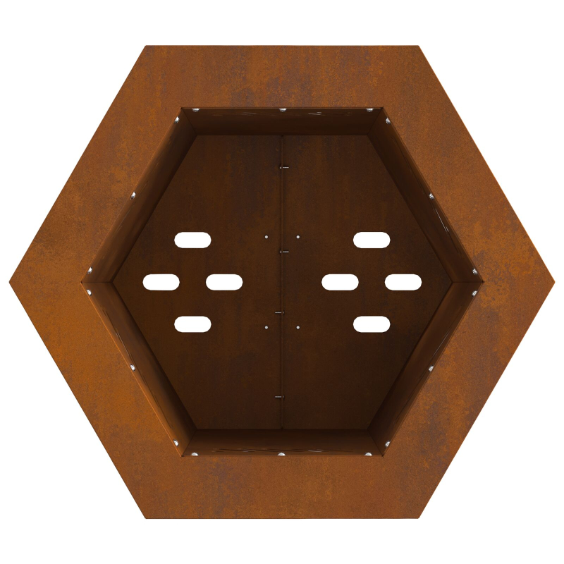 rauchfreier Feuerring hexagonal 38x38x51 cm wetterfester Stahl