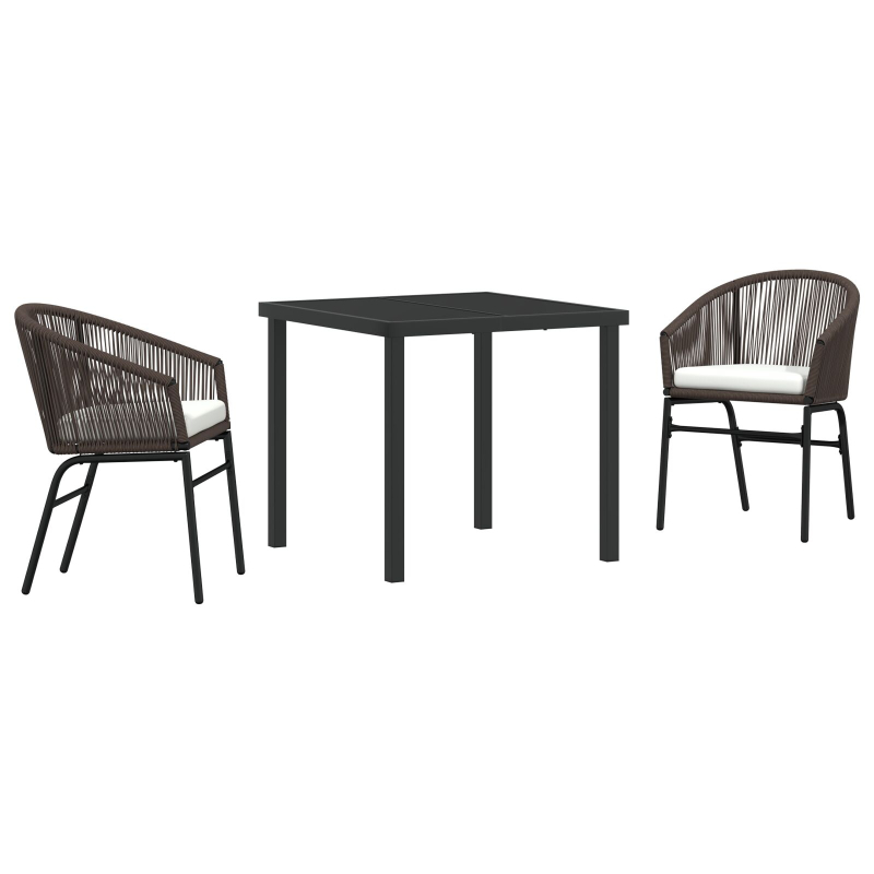 3-teiliges Garten-Essset Braun Poly-Rattan