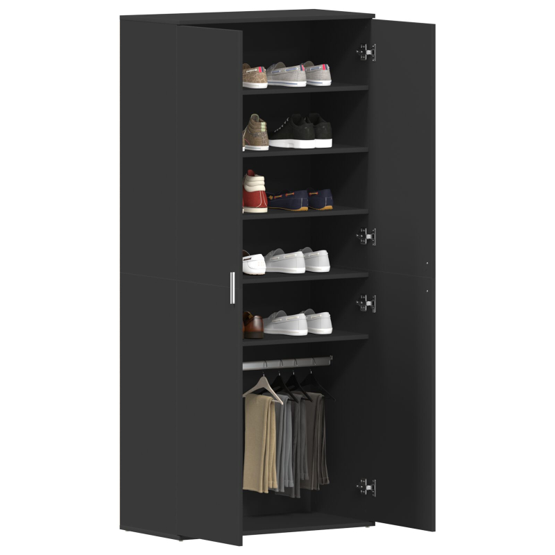 Schuhschrank Schwarz 80x39x180 cm Holzwerkstoff