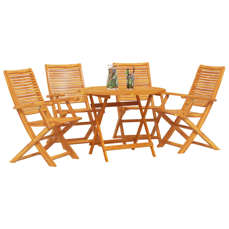 5-teiliges Garten-Esszimmer aus massivem Akazienholz