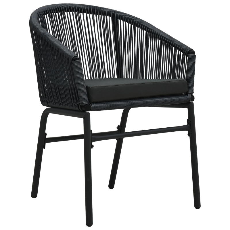 7-teiliges Garten-Ess-Set Schwarz Poly Rattan