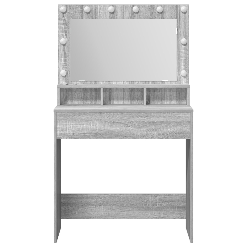 Schminktisch mit LED-Lichtern grau Sonoma 79x41x135 cm