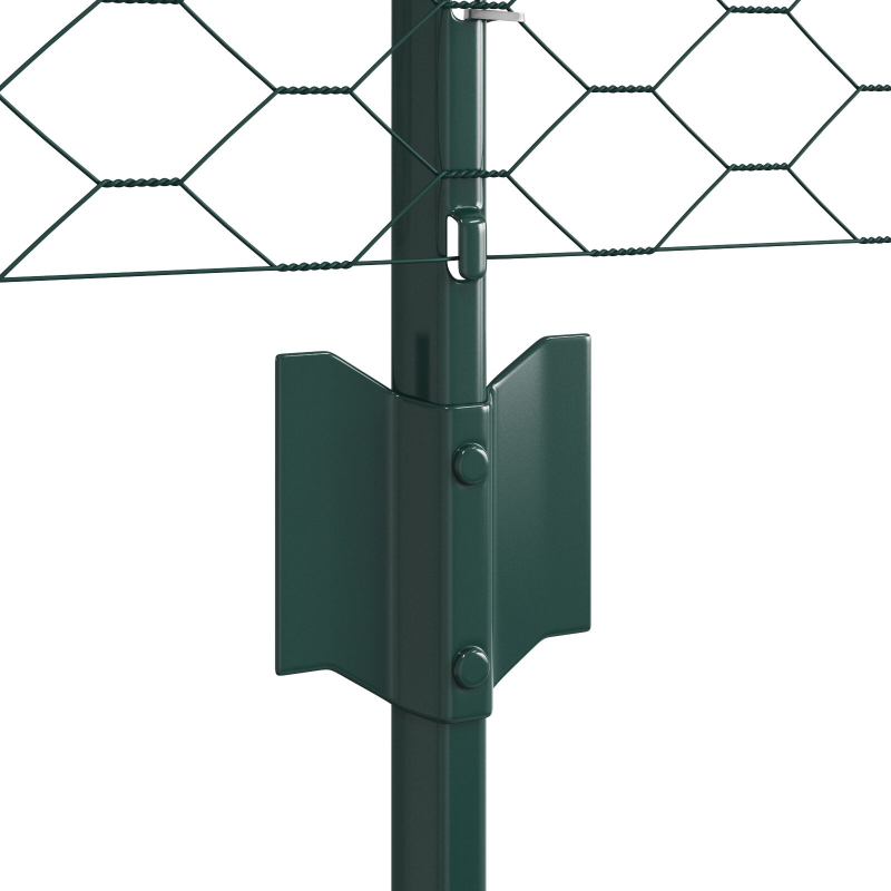 Zaunpfosten 11 Stück U-Kanal Grün 80 cm Stahl, Sechseckzaun Grün 0,8x50 m Stahl