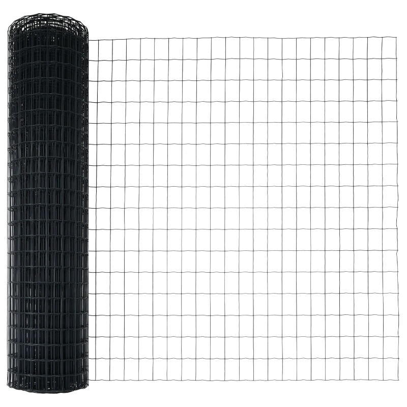 Euro Zaun mit 10 U-Pfosten Grau 1x10 m Stahl
