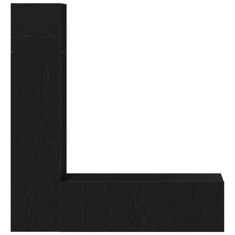 3-teiliges Wand-Montage TV-Schrank Set Schwarz Eichenholz Spanplatte