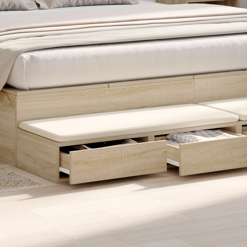 Bett mit Schubladen Sonoma Eiche 180x36,5x16,5 cm aus Holzwerkstoff