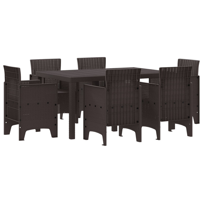 7-teiliges Garten-Esszimmer-Set Braun Poly-Rattan