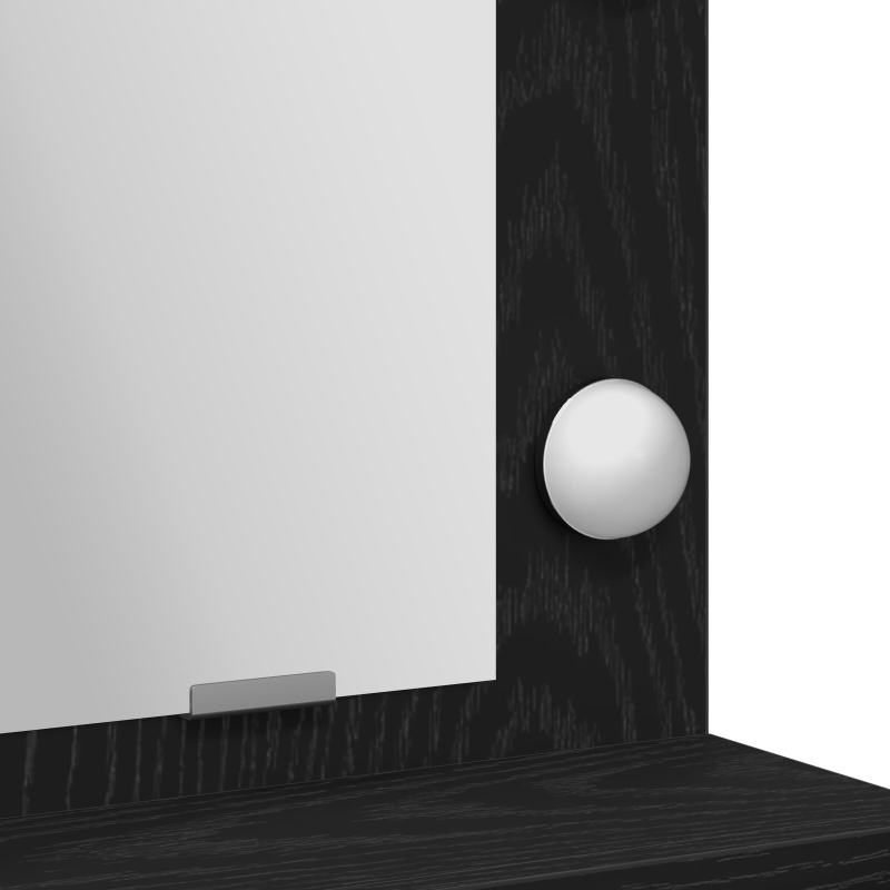 Schminktisch mit LED-Lichtern in Schwarz und Eiche, 79x41x135 cm