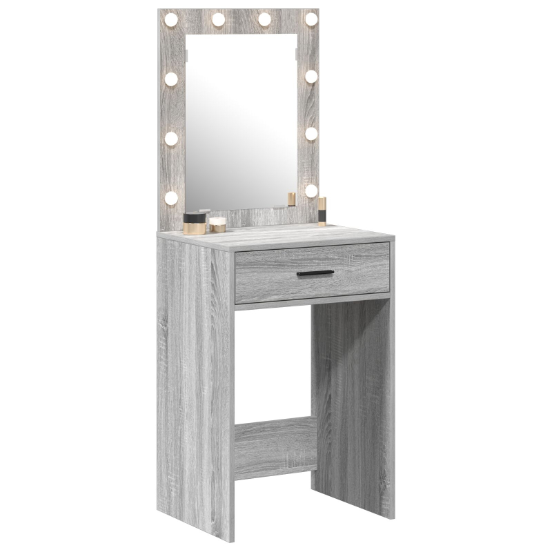 Schminktisch mit LED-Lichtern Grau Sonoma 50x41x135 cm