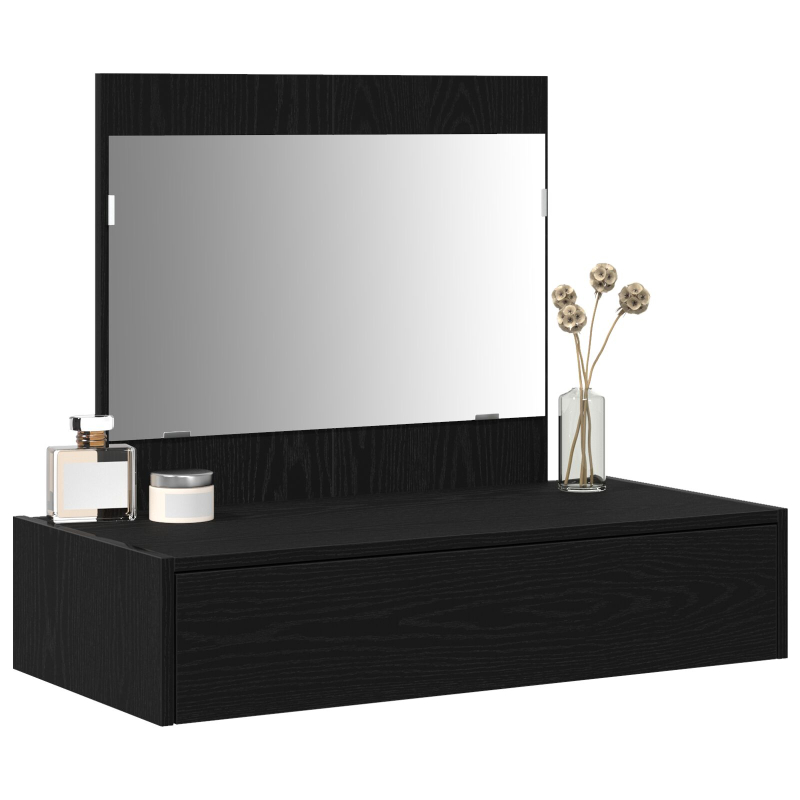 Wandmontierter Schminktisch Schwarz Eiche 83x40x70 cm