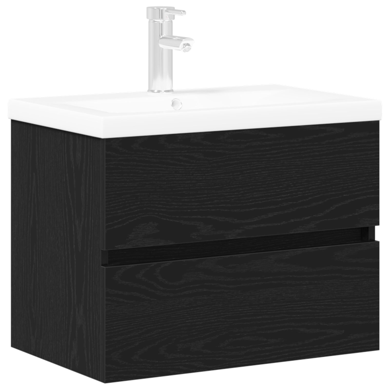 Waschbeckenunterschrank mit integriertem Becken Schwarze Eiche Holzwerkstoff, Waschbeckenunterschrank Schwarze Eiche 60x38,5x45 cm Holzwerkstoff