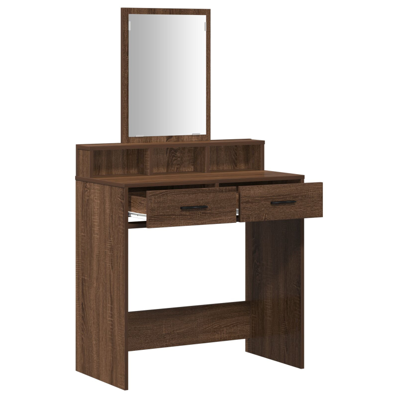 Schminktisch mit Schubladen, Braun, Eiche, 79x41x140 cm