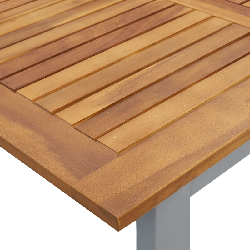 Garten Esszimmer Set 9 Teile Grau, Holzton Metall Langlebig