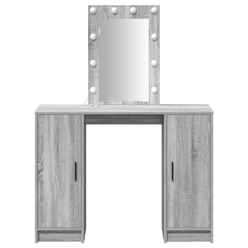 Schminktisch mit LED-Lichtern in Grau Sonoma, 102x33x135 cm
