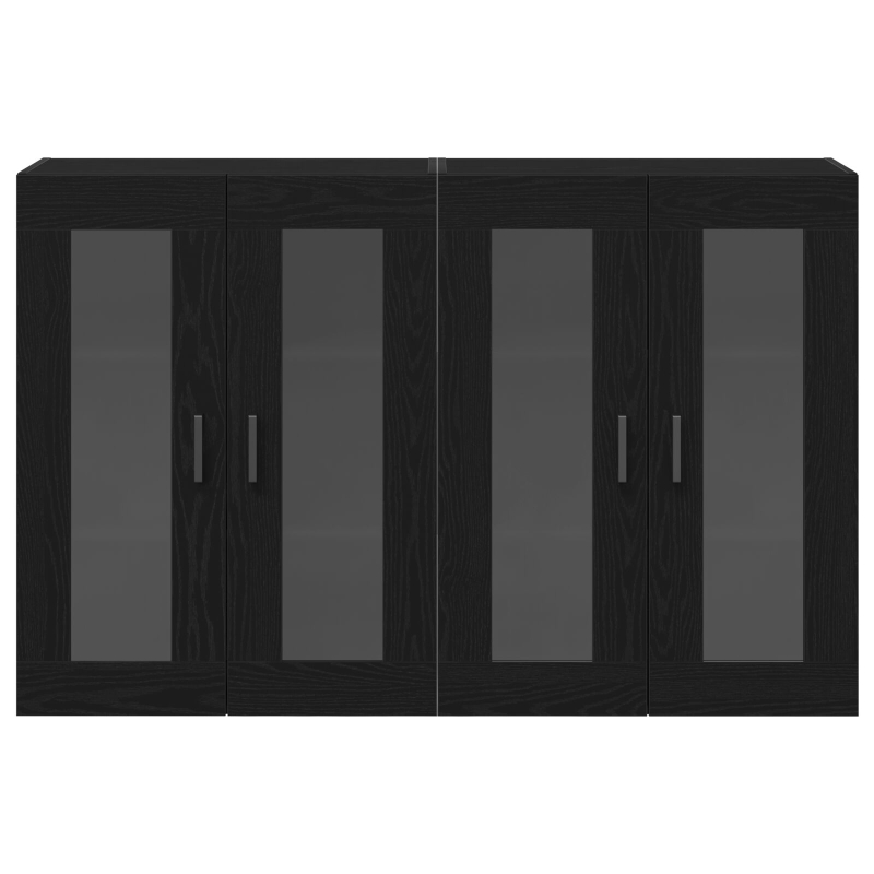 Wandmontierte Kabine Set von 2 Schwarz Eiche