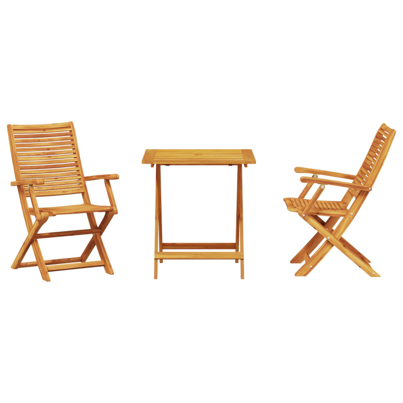 3-teiliges Klapp-Bistroset aus solidem Akazienholz