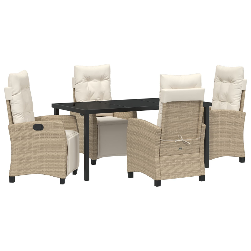 5-teiliges Garten-Essset in Beige, Poly-Rattan