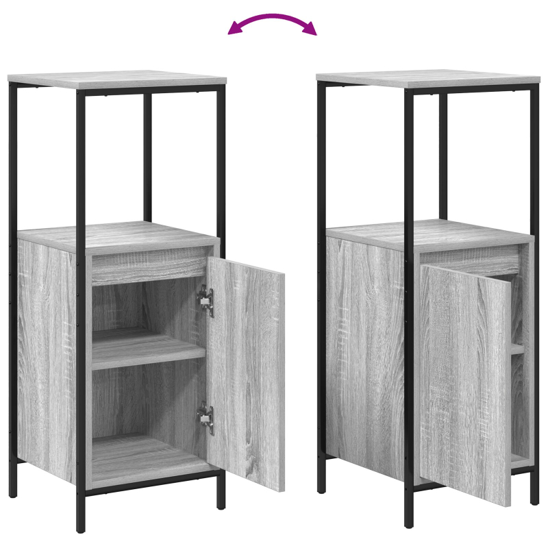 3-teiliges Badezimmermöbel-Set aus grauem Sonoma Holzwerkstoff