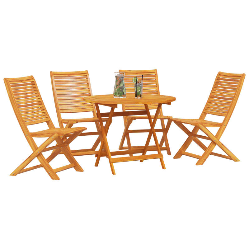 5-teiliges Garten-Esszimmer-Set aus massivem Akazienholz