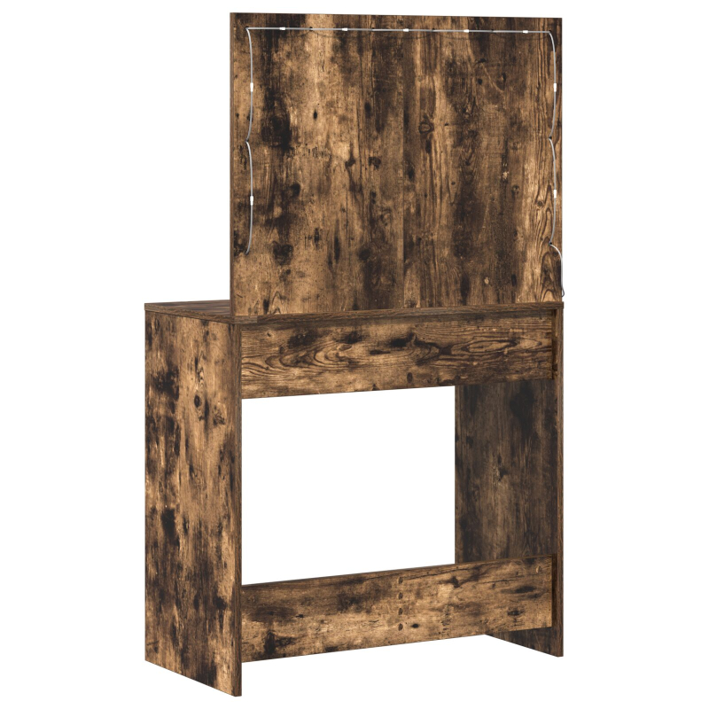 Dressing Tisch mit LED Lichtern Geräuchert Eiche 78,5x41x135 cm