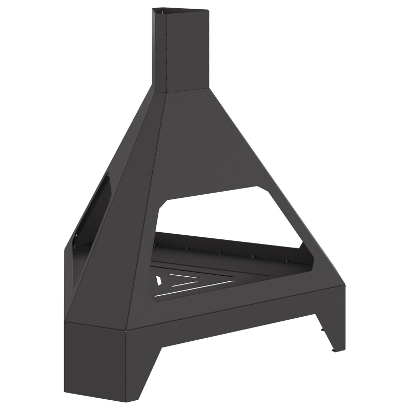 Feuerschale mit Schornstein Schwarz 50x43x52 cm Stahl