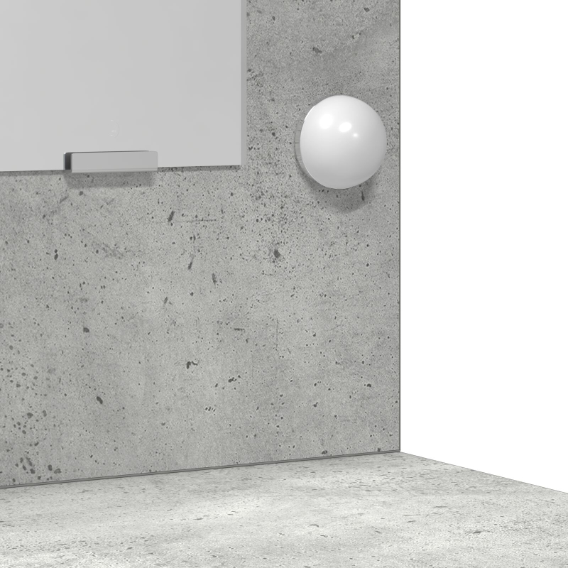2-teilige Schminktischgarnitur mit LED in Beton Grau und Holzwerkstoff