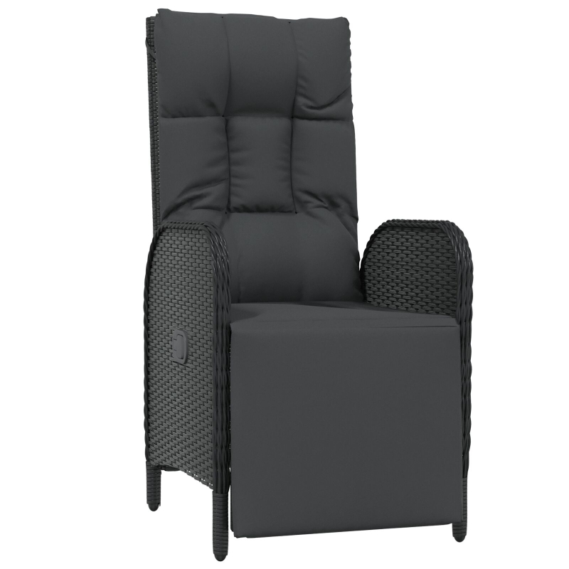 7-teiliges Garten Esszimmer Set mit Kissen aus schwarzem Poly-Rattan