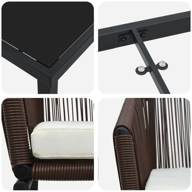 3-teiliges Garten-Essset Braun Poly-Rattan