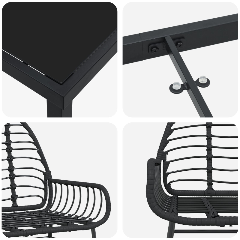 5-teiliges Gartentisch-Set Schwarz Poly Rattan