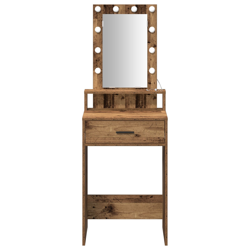 Schminktisch mit LED-Lichtern Altes Holz 50x41x140 cm