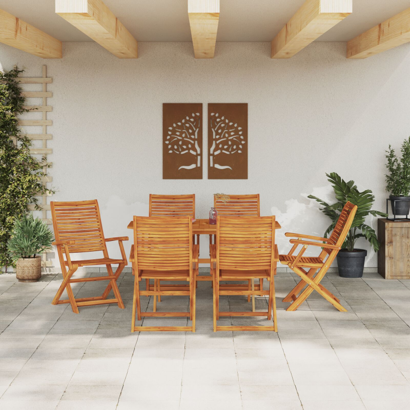 7-teiliges Garten-Esszimmer-Set aus massivem Akazienholz