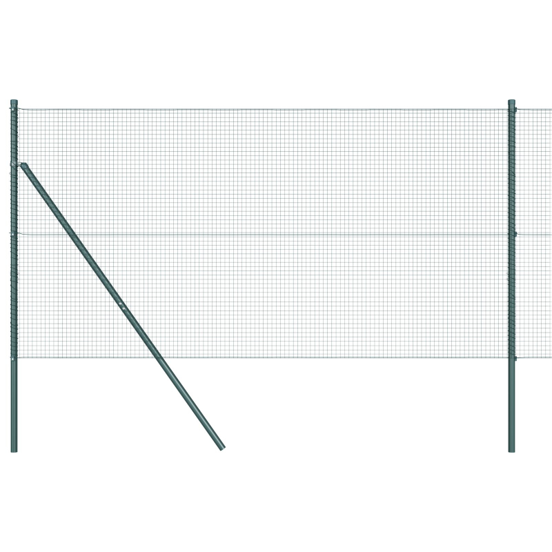 Zaunpfosten-Set Set mit 2 Grün Pulverbeschichteter Stahl 25 x 1 m