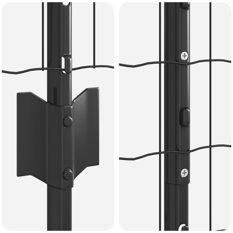 Euro Zaun mit 10 U-Pfosten Grau 1x10 m Stahl