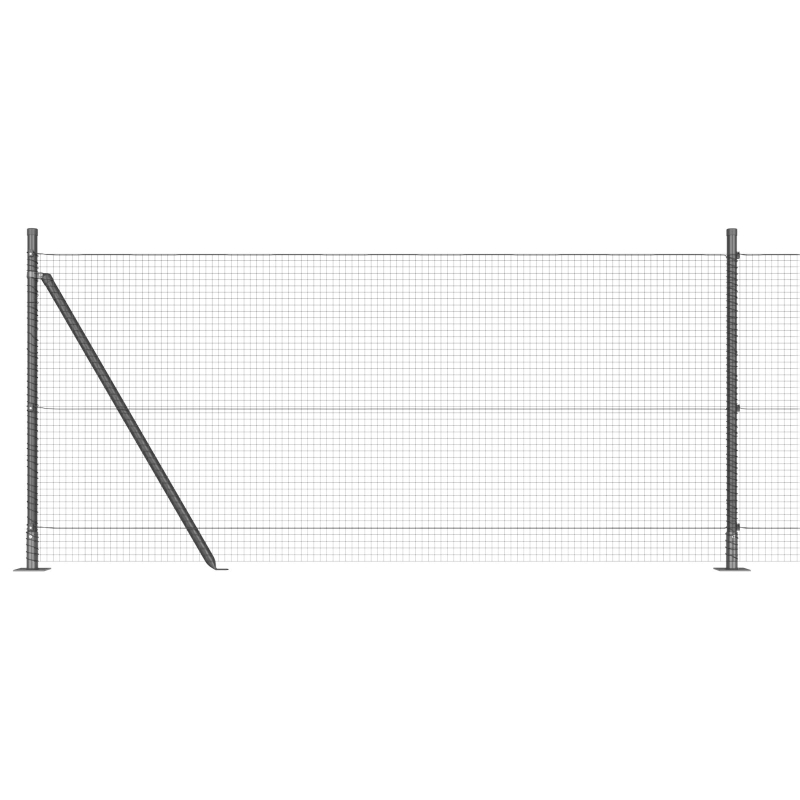 Schweißdrahtzaun mit 13 Flanschpfosten Grau 1x50 m Stahl