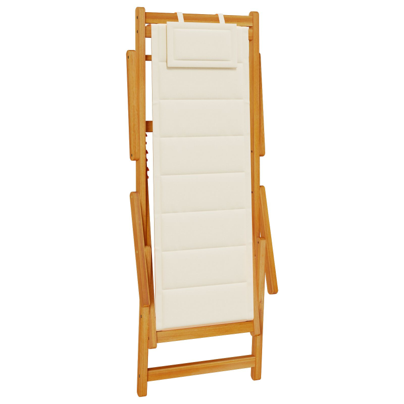 Faltbare Strandstühle 2er-Set Creme, Akazienholz und Textilene