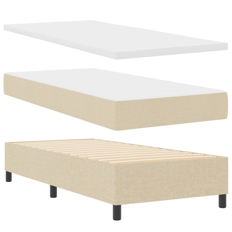 Beige Boxspringbett mit Matratze 90x200 cm aus Stoff
