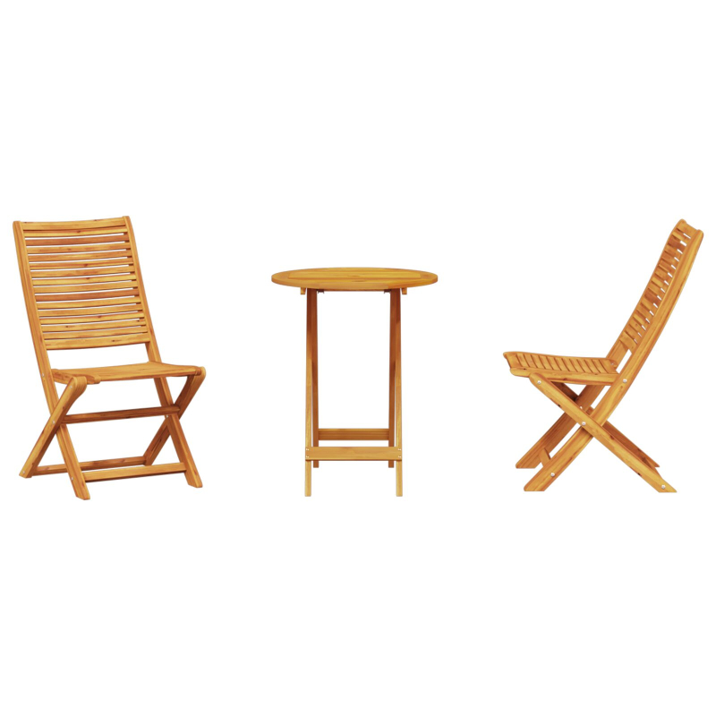 3-teiliges klappbares Bistro-Set aus massivem Akazienholz