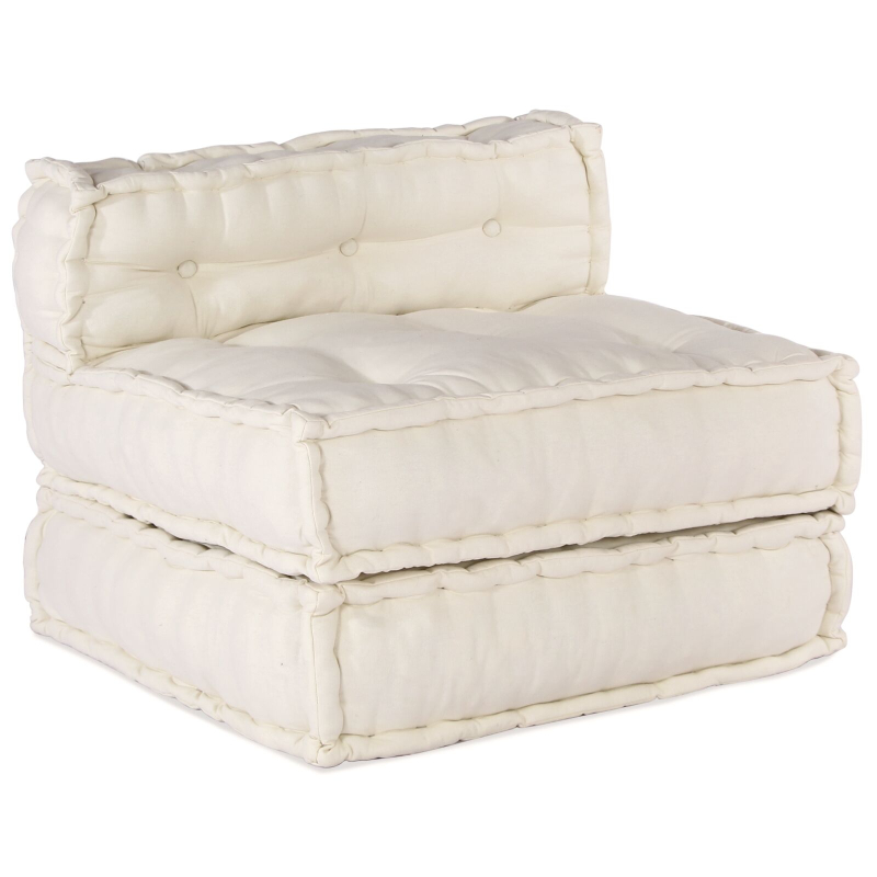 4-Sitzer Modular Pouffe Sofa Umwandelbar Creme Stoff