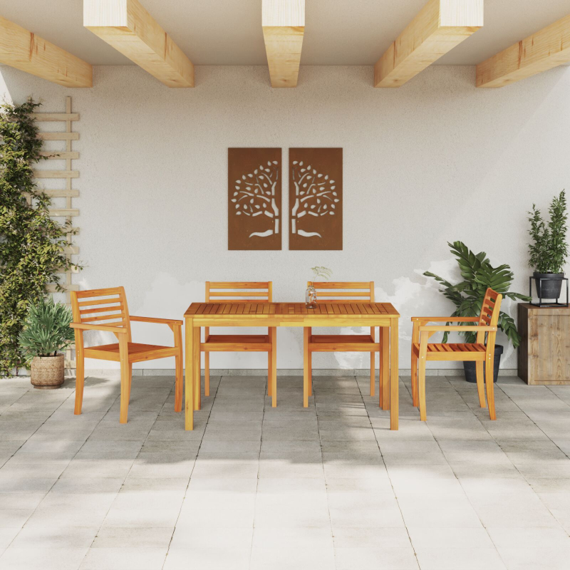5-teiliges Garten Essgruppe aus Massivholz Akazie