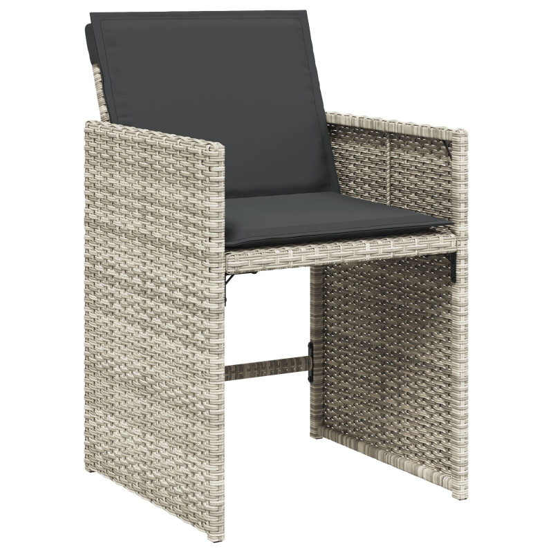5-teiliges Garten-Esszimmer-Set mit Kissen Hellgrau Poly Rattan