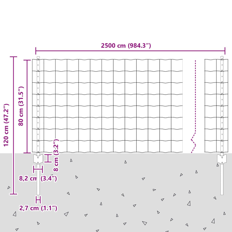 Gartenzaunset Set mit 2 Zaunteilen Grau Pulverbeschichteter Stahl