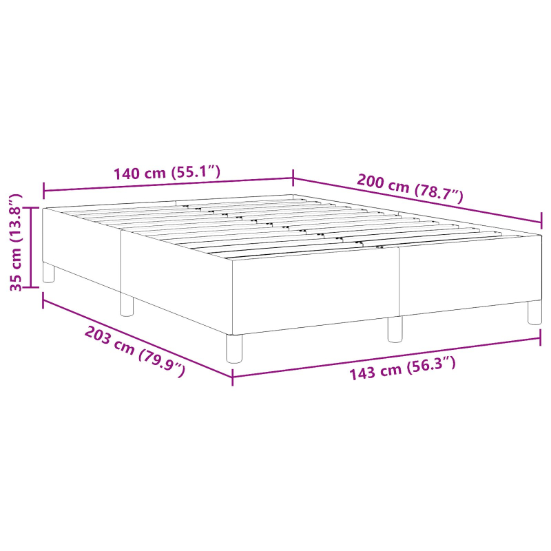 Bettgestell Dunkelgrau 140x200 cm Cord Stoff