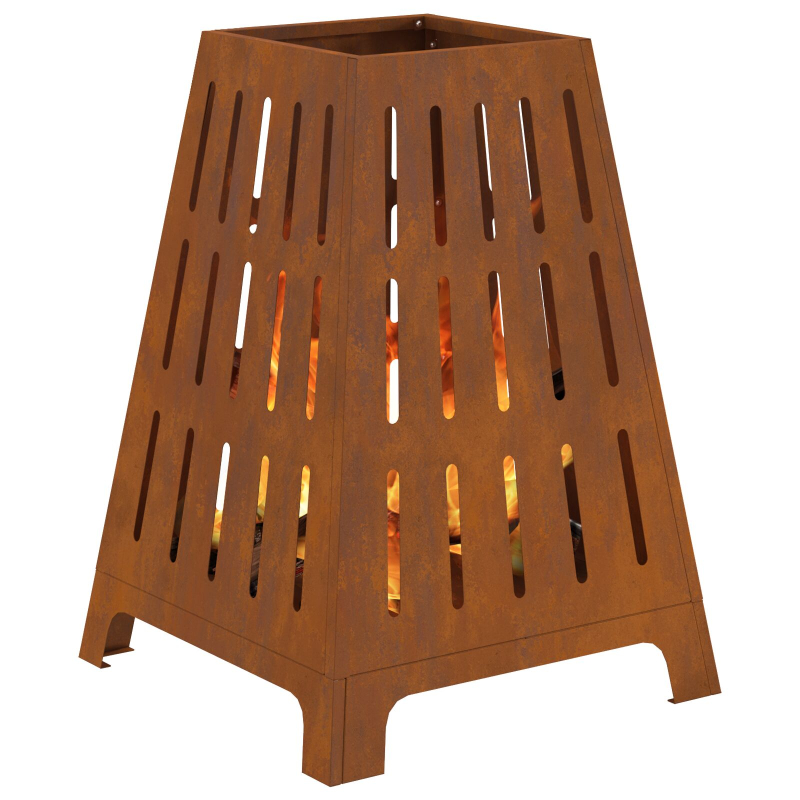 Feuerschale Quadrat 50x50x70 cm Wetterstahl