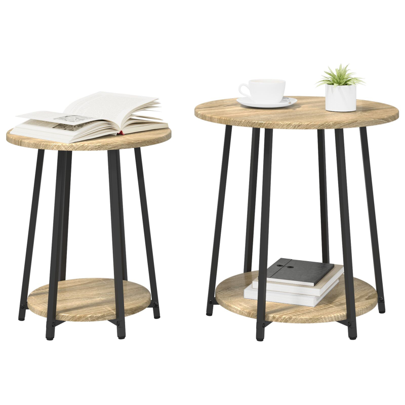 Beistelltisch 2er-Set Sonoma Eiche, Holzwerkstoff und Metall