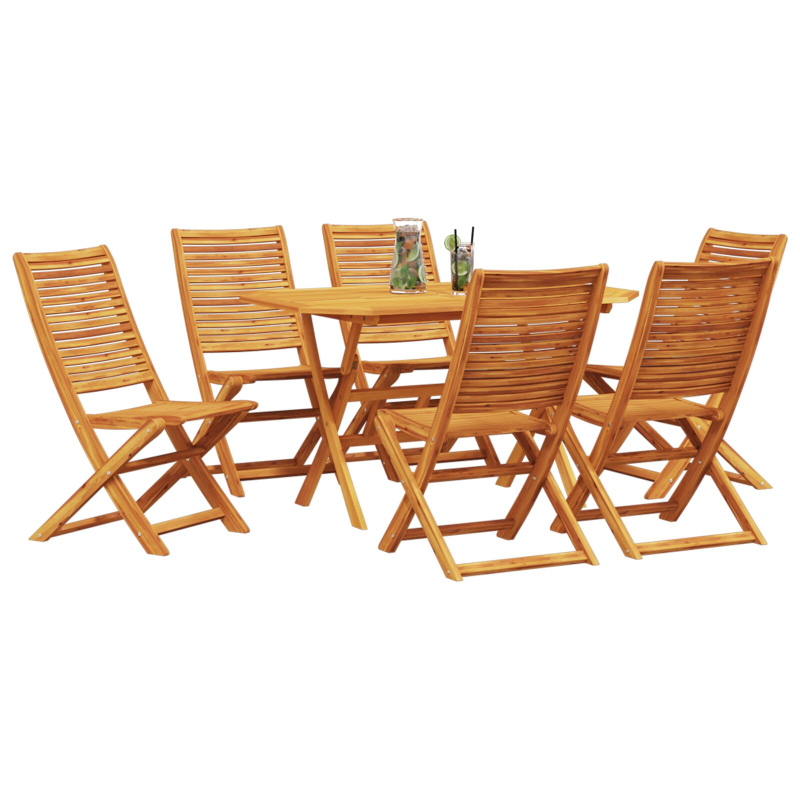 7-teiliges Garten-Esszimmer-Set aus massivem Akazienholz