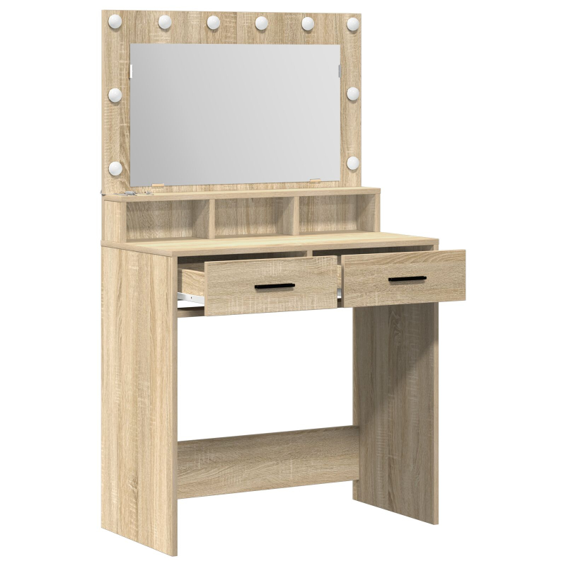 Schminktisch mit LED-Lichtern in Sonoma Eiche 79x41x135 cm